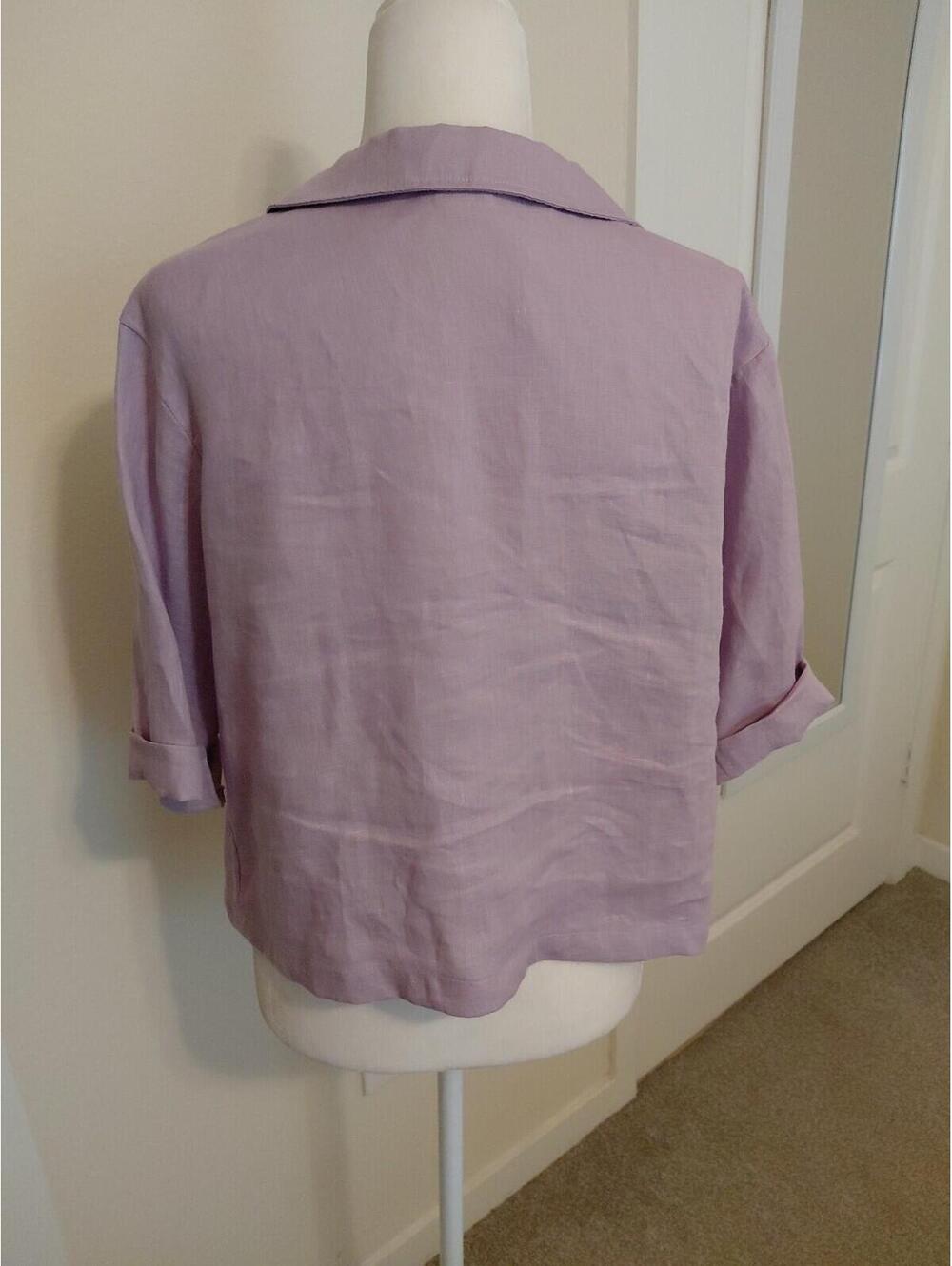 Lintico Linen Top V-Neck Half Sleeve Violette Sz S EUC - Picture 7 of 15